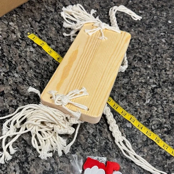 Boho Wood Shelf with Cream Macrame Tassels NEW in box - Picture 8 of 10